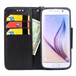 Wholesale Galaxy S6 Edge Plus Color Flip Leather Wallet Case with Strap (Red Black)